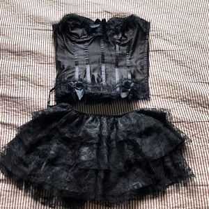 Burlesque corset and skirt set